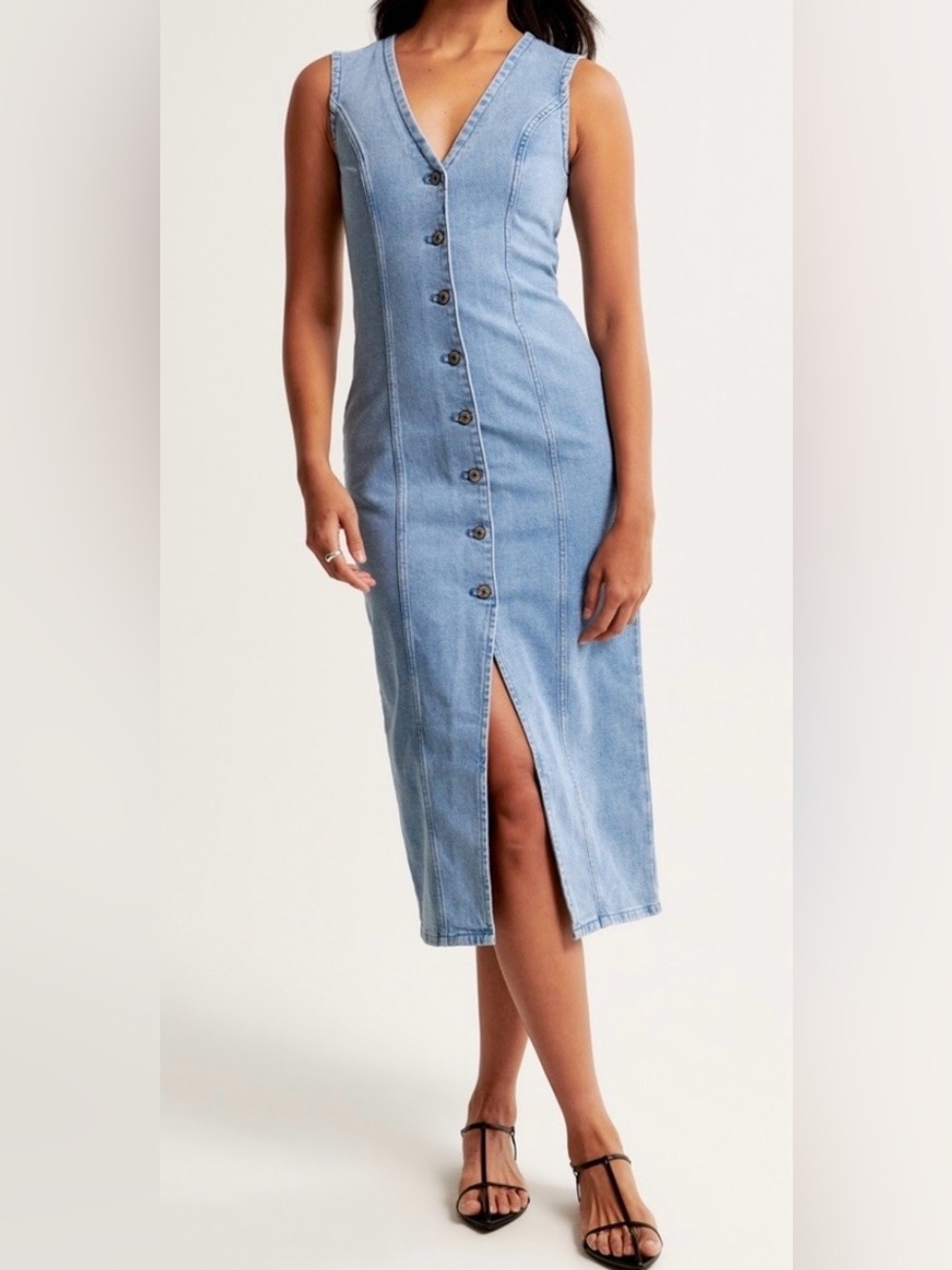 Abercrombie & Fitch Mara Midi Denim Button Down Dress